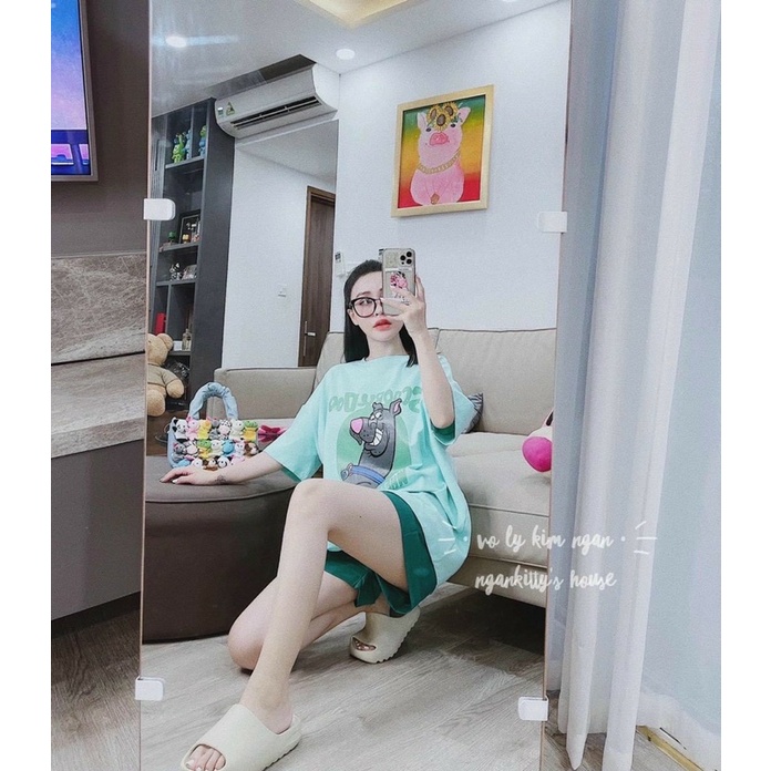 (Siêu Phẩm )SET ÁO PULL IN HÌNH MIX QUẦN SOOC KAKI XANH