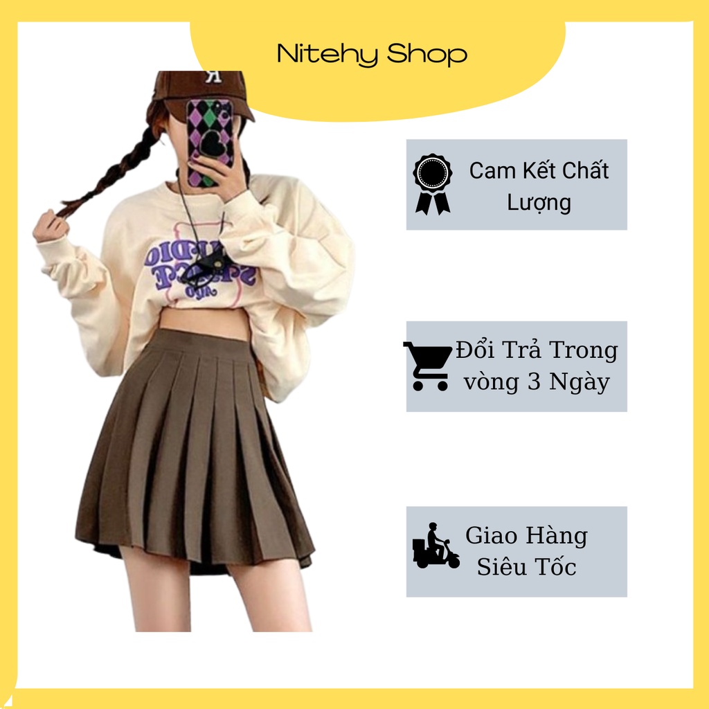 Chân váy tennis nữ đẹp dáng ngắn xếp ly lưng cao chữ A cao cấp kiểu dáng Hàn Quốc NITEHY 35