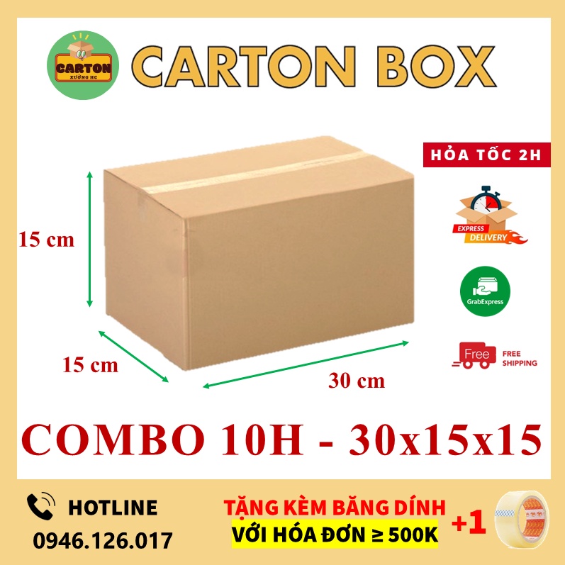 [SỈ/LẺ] (30x15x15) COMBO 10 Hộp Carton Giá Rẻ, Thùng Carton Đóng Hàng chỉ từ 599đ/h