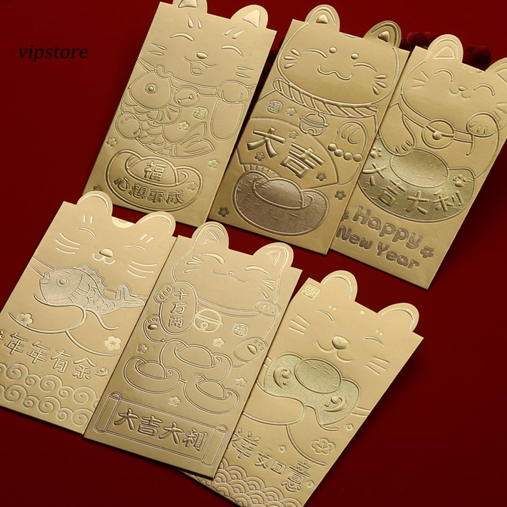 Set 3 bao lì xì hình mèo phong cách Trung Hoa cho năm mới - Lana Queen