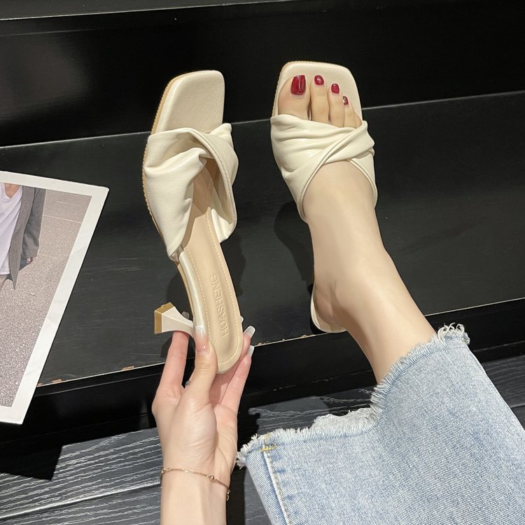 Giày Sandal Cao Gót Mùa Hè Phong Cách Pháp Mới Dễ Phối Đồ