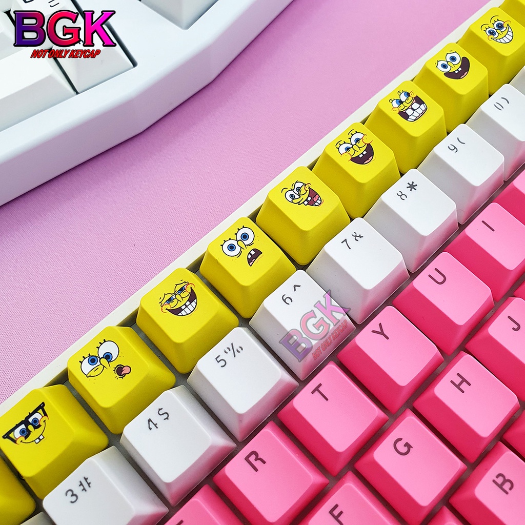 Bộ Keycap 13 Nút Cảm Xúc Của Spongebob Chất Liệu PBT In Dye Sub 5 Mặt