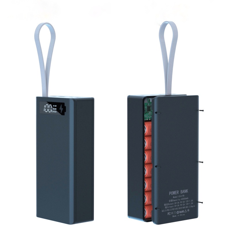 Box sạc vỏ nhôm PD 22.5W dùng 2 Pin lithium-ion polyme 1260110 sạc nhanh QC kèm với cáp sạc nhanh [F8]