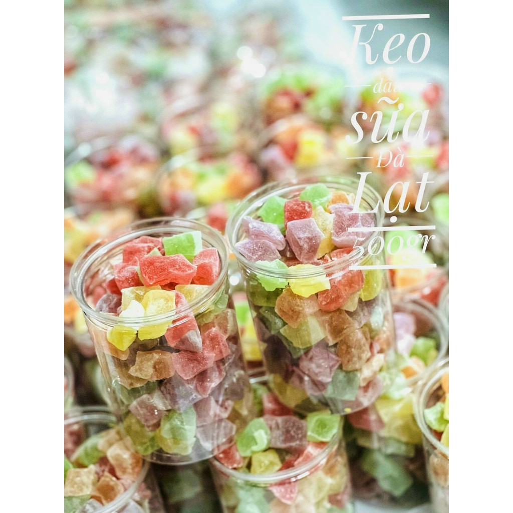 Kẹo dẻo sữa dâu Đà Lạt Lon 500gr - TỪ ĐƠN 50K,  Hàng ngon nhà làm