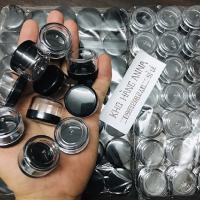 Combo 100 hủ tròn nhựa nắp đen 30gr/ 20gr / 10gr/ 5gr/ 3gr- vỉ 50 hủ nhựa trong suốt nắp đen- hủ nhựa nhỏ- hủ nhựa tròn
