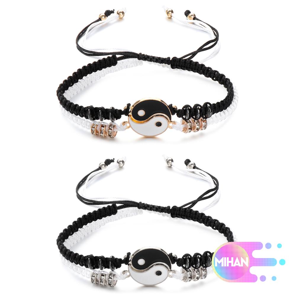 Vòng tay bện dây gắn mặt Yin Yang thời trang cho cặp đôi