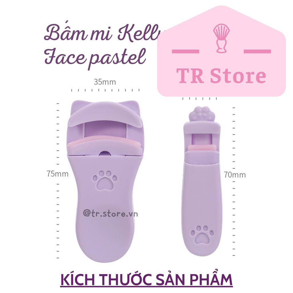 Bộ đôi bấm mi mini Kelly Face pastel họa tiết chân mèo dạng nhựa