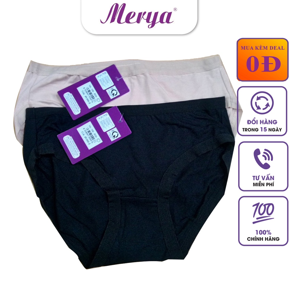 Quần lót nữ cotton trơn cạp thấp Merya B062 chống hăm, mềm mại thoáng mát,kháng khuẩn khử mùi