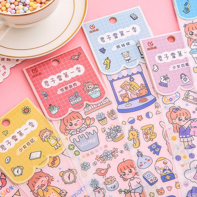 Sticker Họa Tiết Nhân Vật Hoạt Hình Trang Trí Vở Học sinh Đồ Dùng Cá Nhân