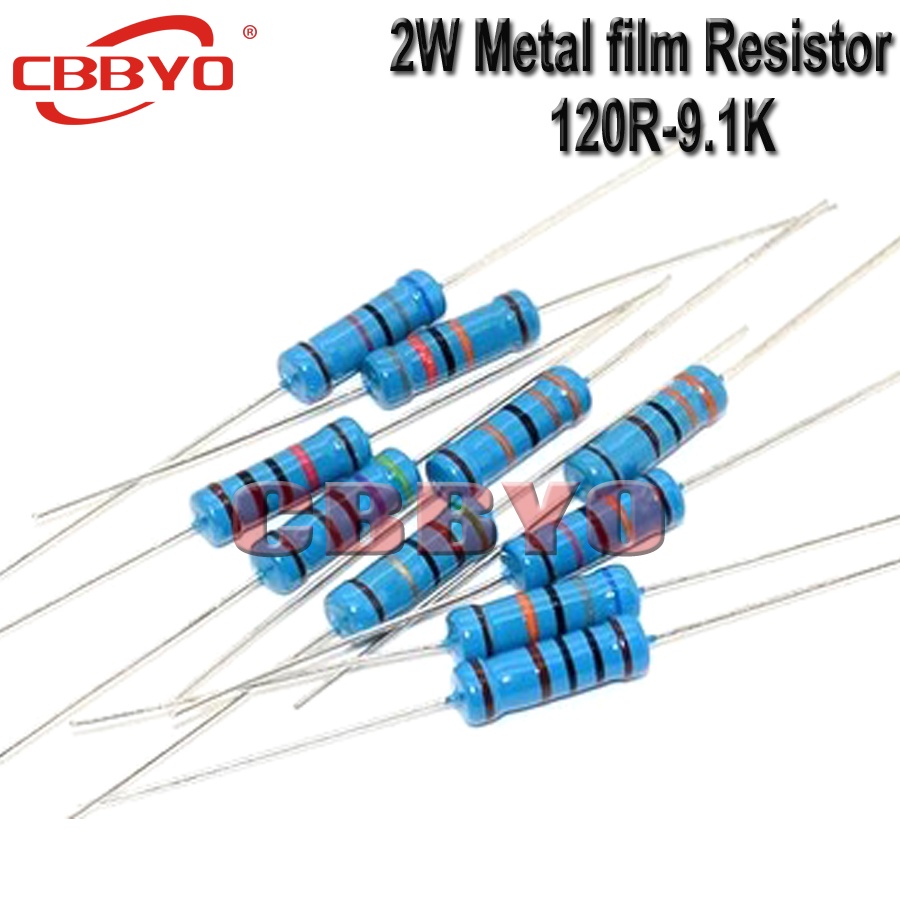 Set 20 Điện Trở Màng Kim Loại 2W 1% 120R-9.1K 150R 220R 470R 560R 820R 910R 1K 1.5K 2.7K 8.2K ohm Chuyên Dụng