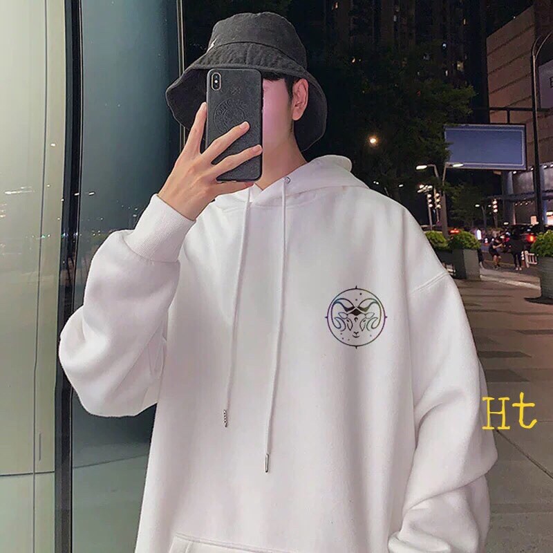 áo hoodie nỉ in phản quang 7 màu cung Dương cưu, cung bạch dương