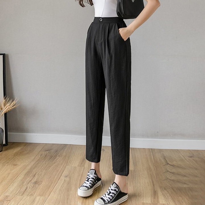 Quần baggy đũi lưng thun giả cúc - QD02