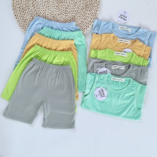 Bộ ba lỗ minky màu trơn thun lạnh cho bé