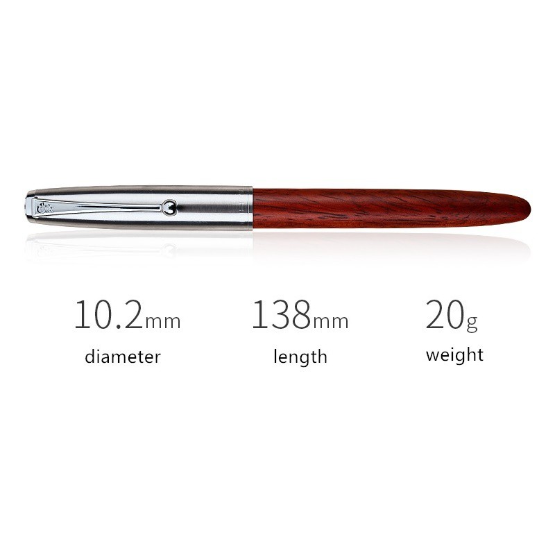 Bút máy bơm mực Jinhao vỏ gỗ nắp inox phong cách cổ điển a6994