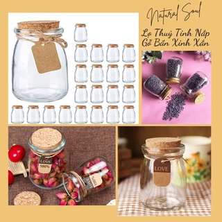 Lọ Thuỷ Tinh Nắp Gỗ Bần Xinh Xắn - Size 100ml - Natural Soul