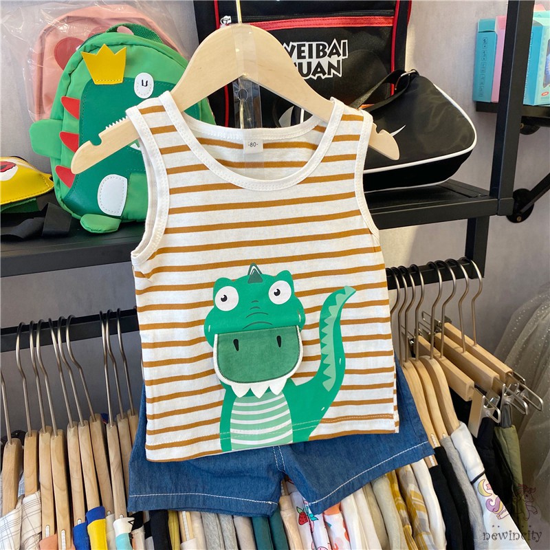 Bộ Áo Ba Lỗ In Hình + Quần Đùi Cho Bé Trai