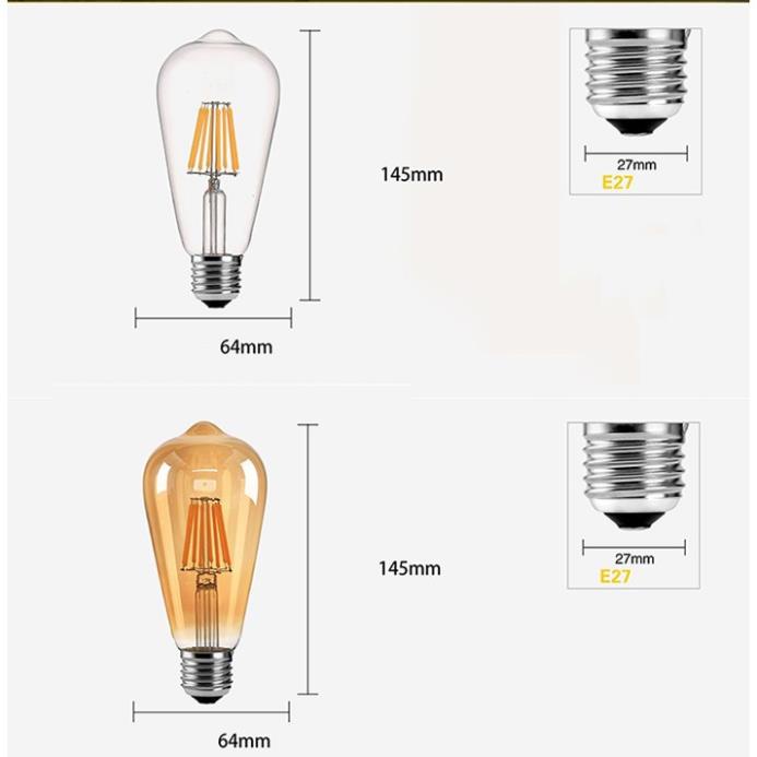 Bộ 8 dây đèn thả cổ điển Vintage bóng đèn trang trí Edison ST64 4W