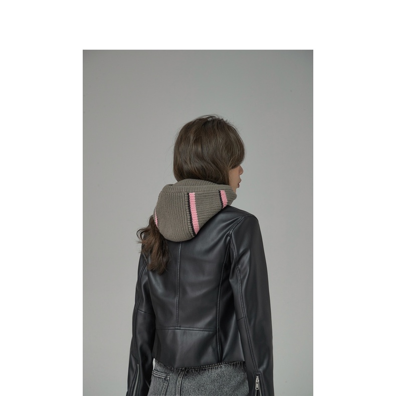 Mũ Len Một Mảnh Giữ Ấm Tai Họa Tiết Kẻ Sọc Màu Sắc Tương Phản Phong Cách Hàn Quốc Thời Trang Thu Đông