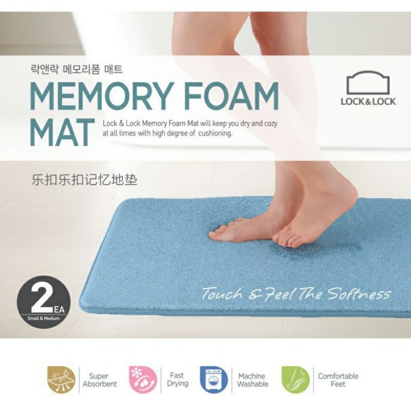 Thảm chùi chân memory foam Lock&amp;Lock chống trượt size S 43x61cm MAT510