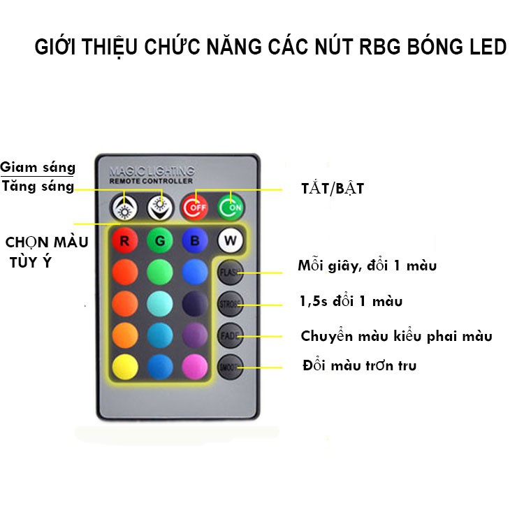 Bóng Đèn led đổi màu có điều khiển tùy ý - Bóng Led decor trang trí phòng ngủ, nhà cửa, Đèn quay Tiktok Triệu view