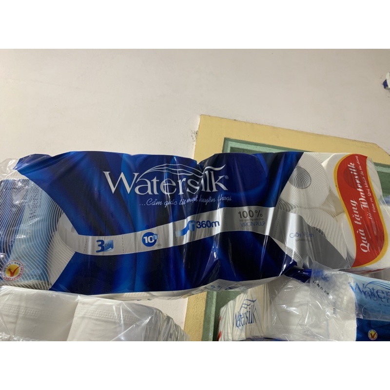 WATERSILK 10 CUỘN 3 LỚP CÓ LÕI( tặng 1 gói rút ngắn watersilk)