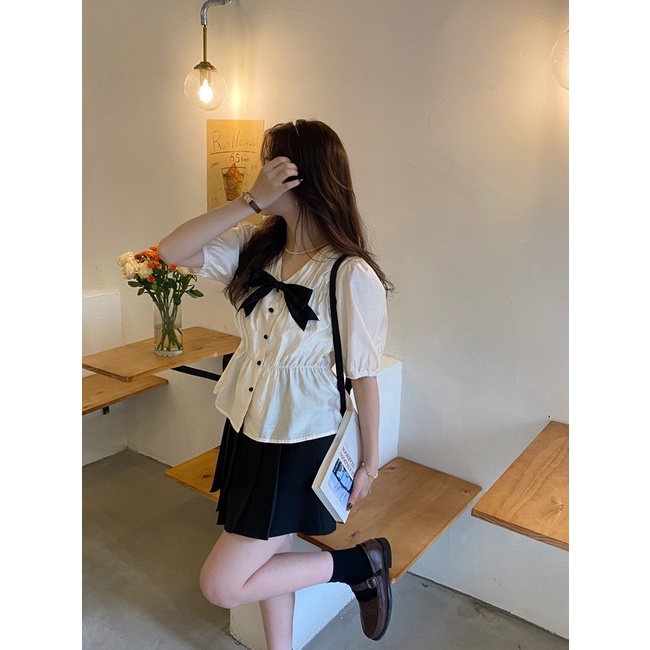 SET BỘ ÁO TƠ MIX CVAY KÈM TAG NƠ RỜI LOLLA_FASHION