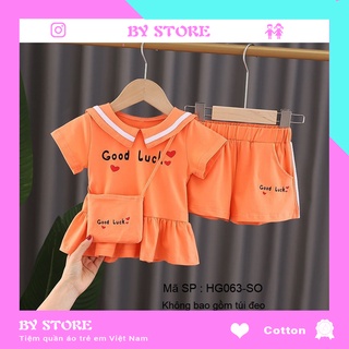 Quần áo trẻ em tặng túi, chất cotton mềm mịn mát, đồ cho bé gái dưới 6 tuổi mặc hè ở nhà đi chơi