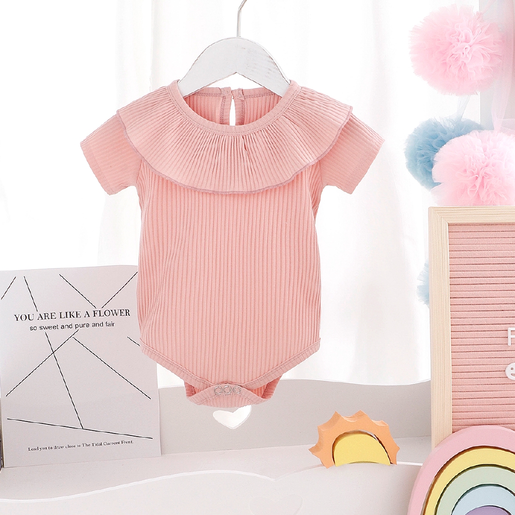 Áo liền quần 100% cotton xinh xắn dành cho bé gái sơ sinh 0-24 tháng tuổi