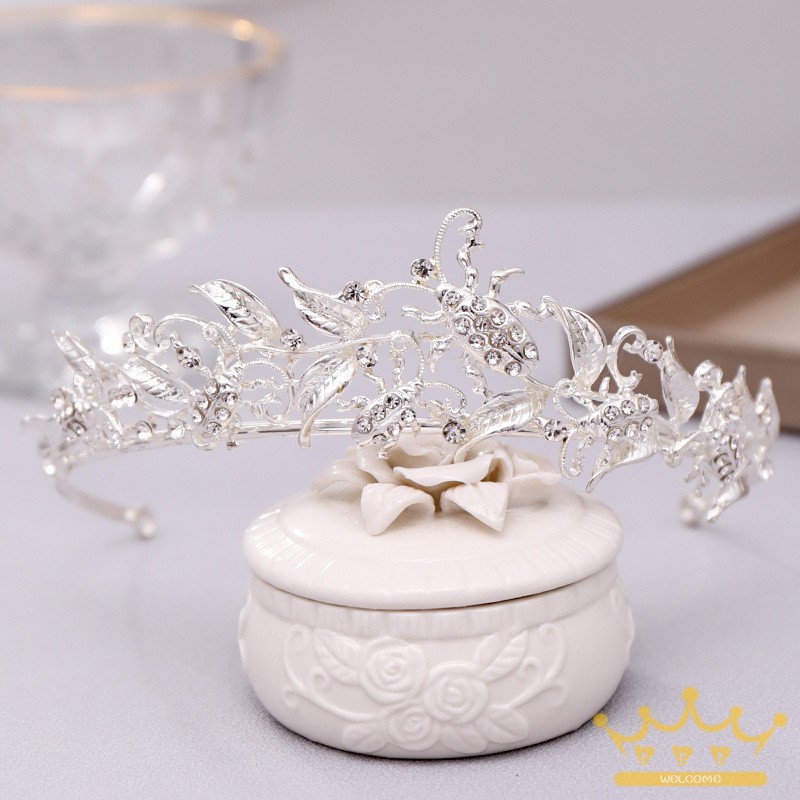 Phụ kiện vương miện cô dâu đính đá và ngọc trai sang trọng