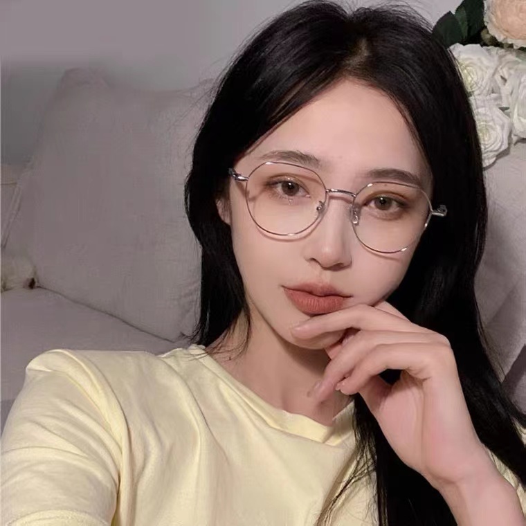 Mắt Kính Gọng Kim Loại Chống Ánh Sáng Xanh Phong Cách Retro Thời Trang Cho Nữ