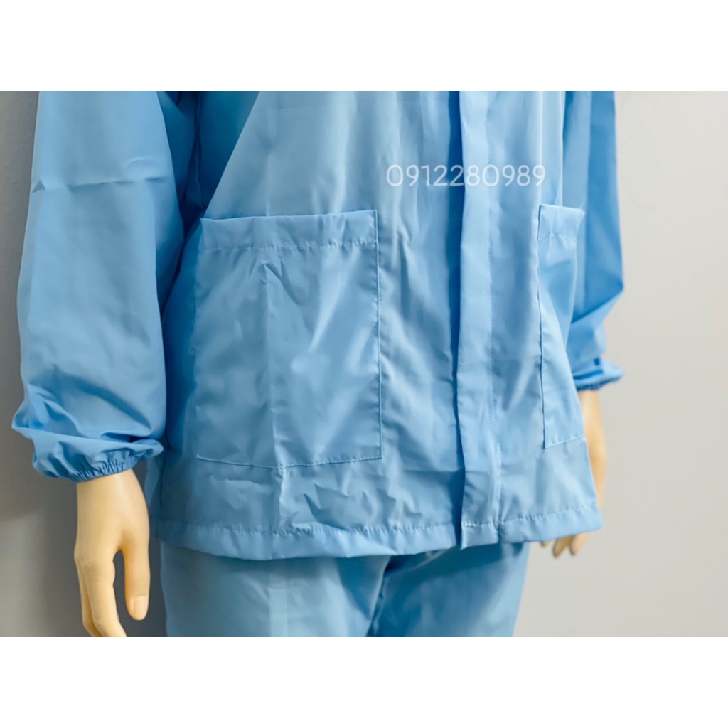 Đồ Thực Phẩm nam nữ tay dài vải silk màu xanh cực hot _ Hình chụp thật