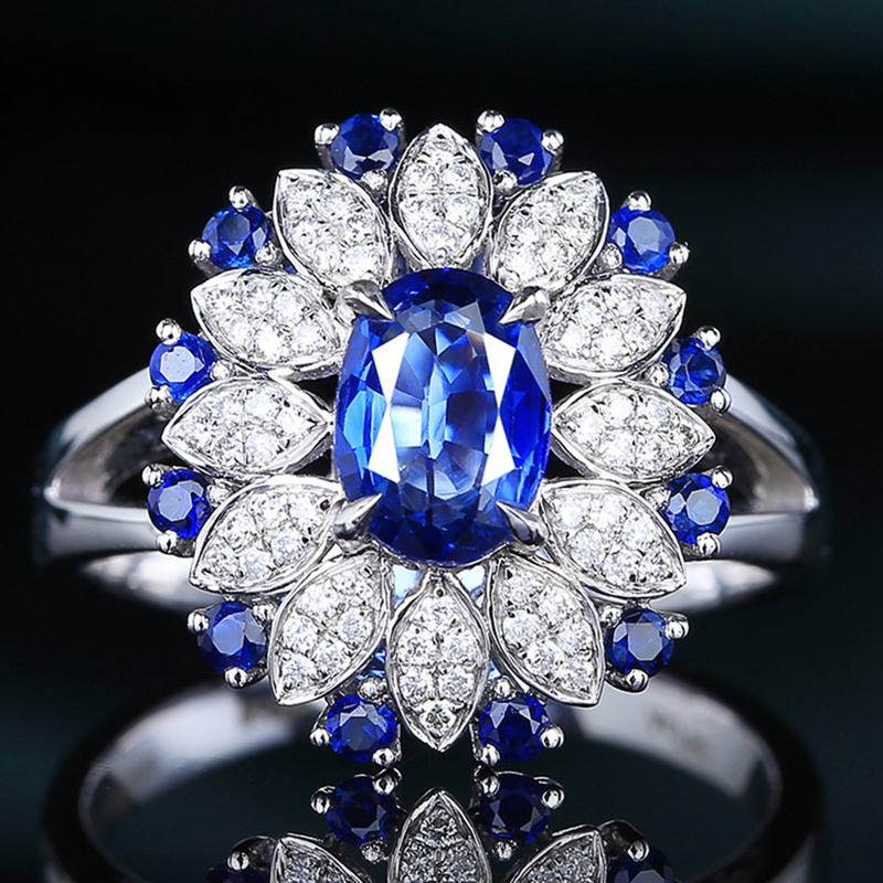 Nhẫn mở đính đá zircon hình oval nhiều màu sang trọng cho nữ