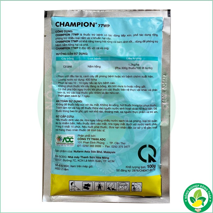 Thuốc Trừ Bệnh CHAMPION 77WP – Đặc trị Nấm hồng Cà phê