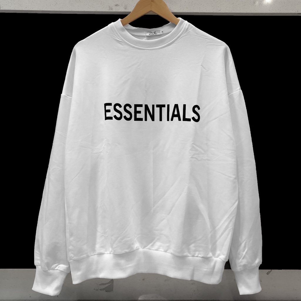 Áo sweater ESSENTIALS cotton thun dài tay form rộng , phông dài tay unisex, Zoeclothing