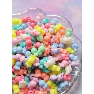 Hạt nhựa kẹo màu pastel xỏ lỗ 2 đầu