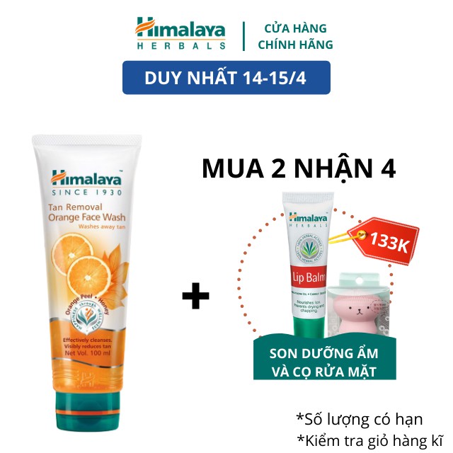 Sữa rửa mặt cam loại bỏ nám sạm Himalaya Tan Removal Orange Face Wash 100ml