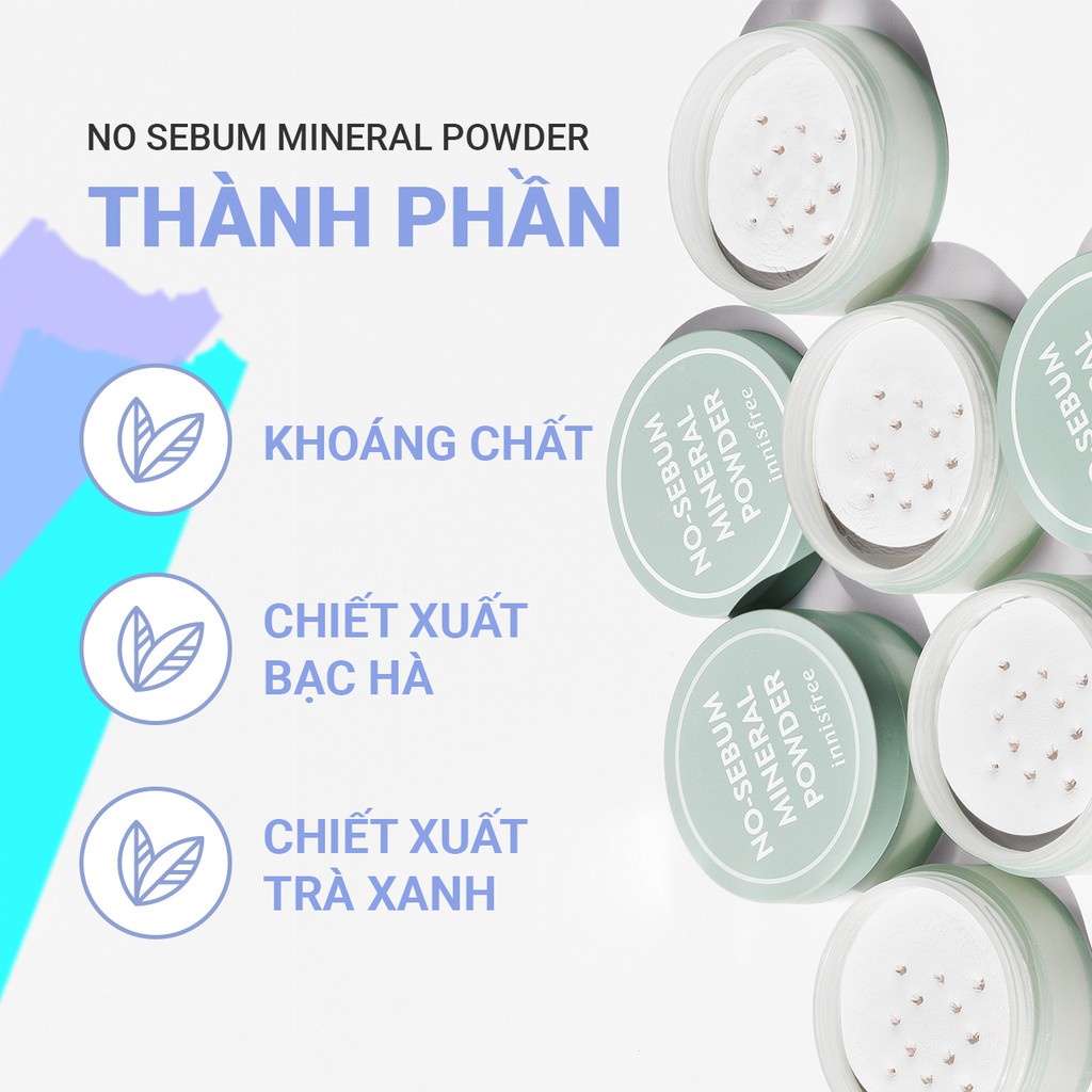 Phấn phủ kiềm dầu dạng bột innisfree No Sebum Mineral Powder