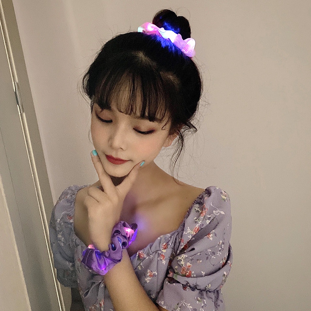 Dây Buộc Tóc Đuôi Ngựa Có Đèn Led Phát Sáng Co Giãn