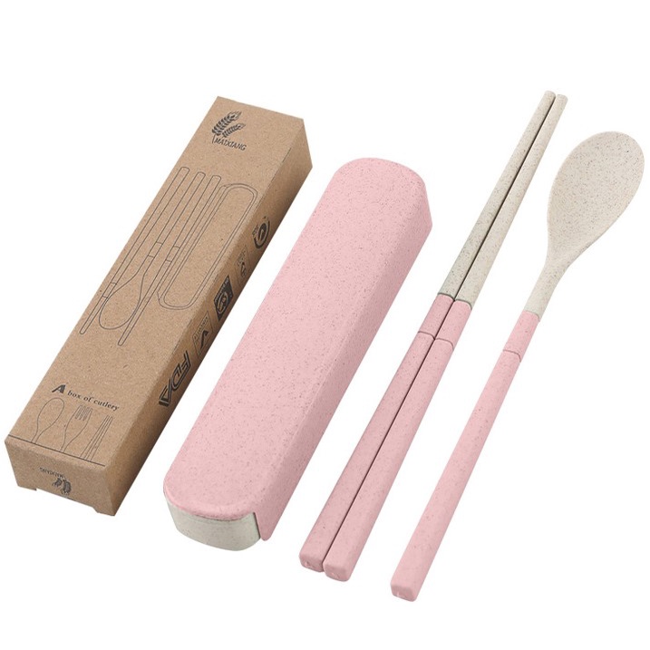 Bộ Set Đũa Thìa Lúa Mạch Gấp Gọn Cho Dân Văn Phòng, Mang Theo Đi Du Lịch - Giao Màu Ngẫu Nhiên