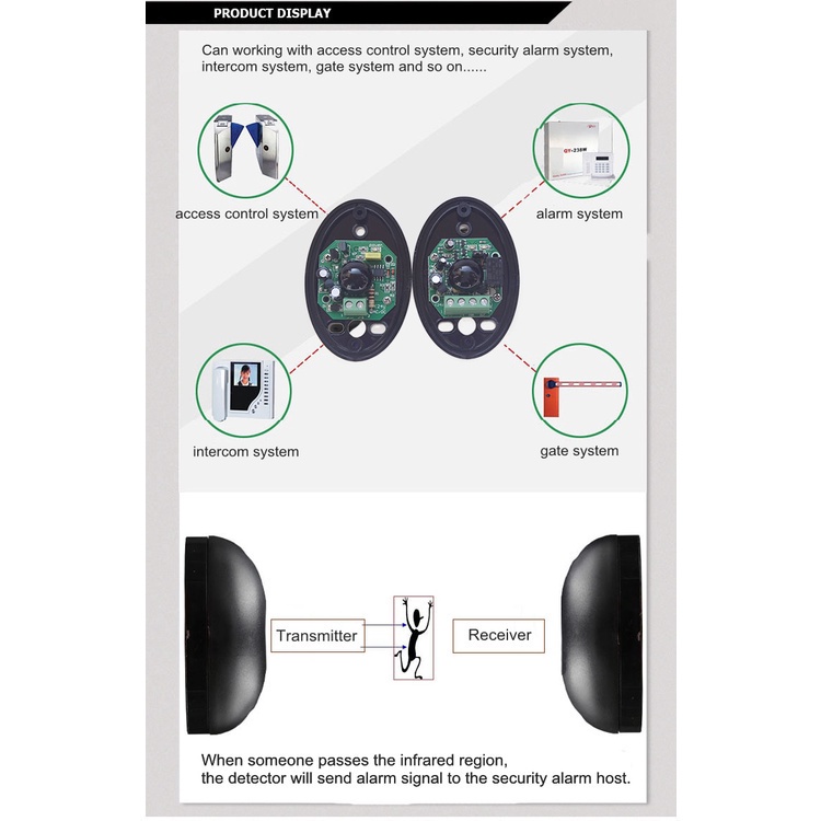 Báo động bức xạ hồng ngoại có dây NCNO qua cảm biến báo động hàng rào