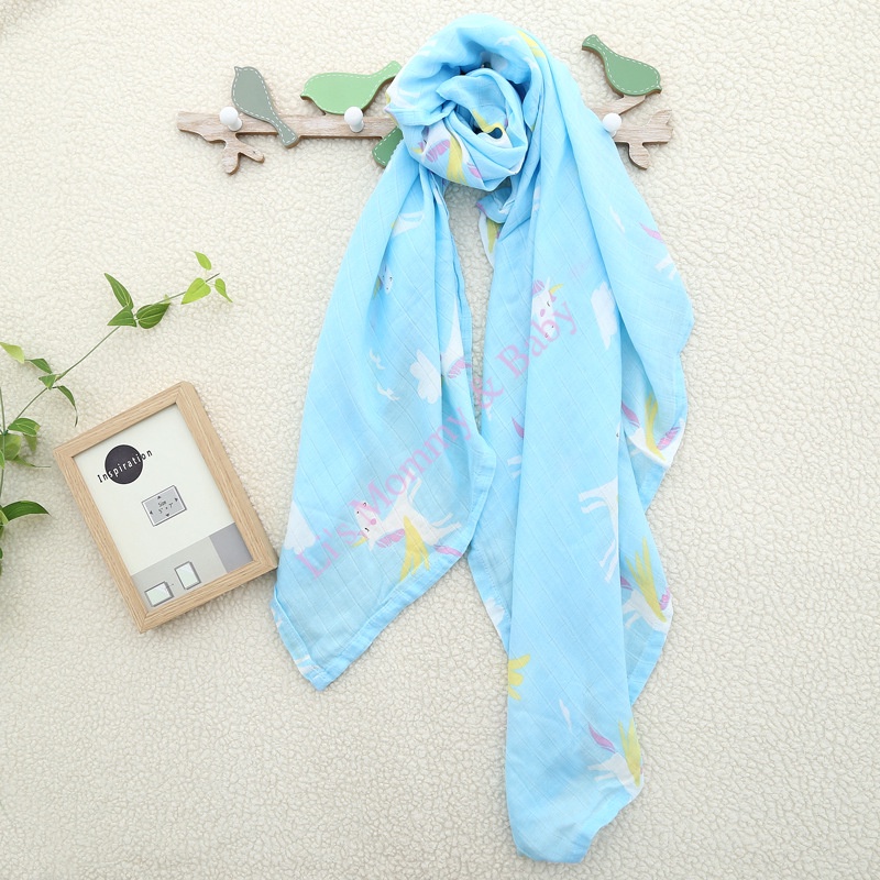 Khăn tắm cho bé Muslin Swaddle sợi tre siêu mềm siêu thấm hút đa năng choàng quấn ủ kén cho bé sơ sinh Mã K39