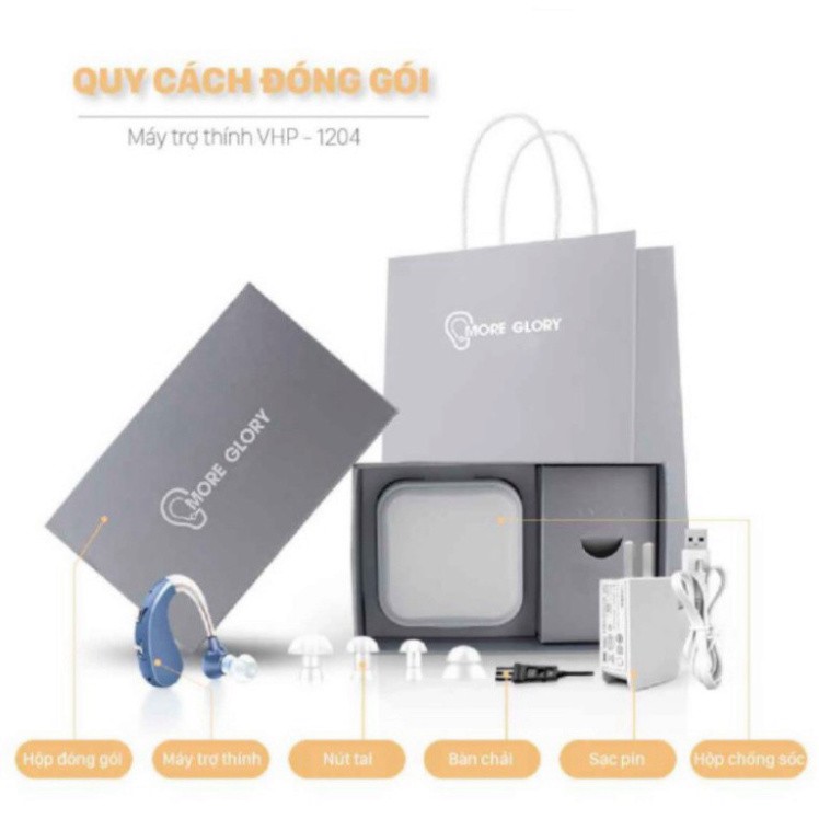 Máy Trợ Thính Không Dây Hỗ Trợ Người Cao Tuổi Nặng Tai Đeo Vành Tai VHP 1204