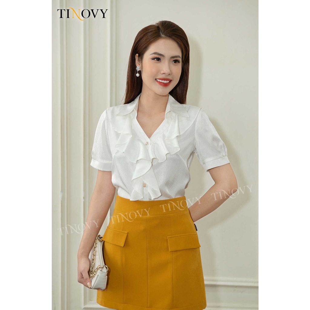 Áo Sơ Mi Nữ TINOVY Cổ Đức Bèo Xoắn A22315