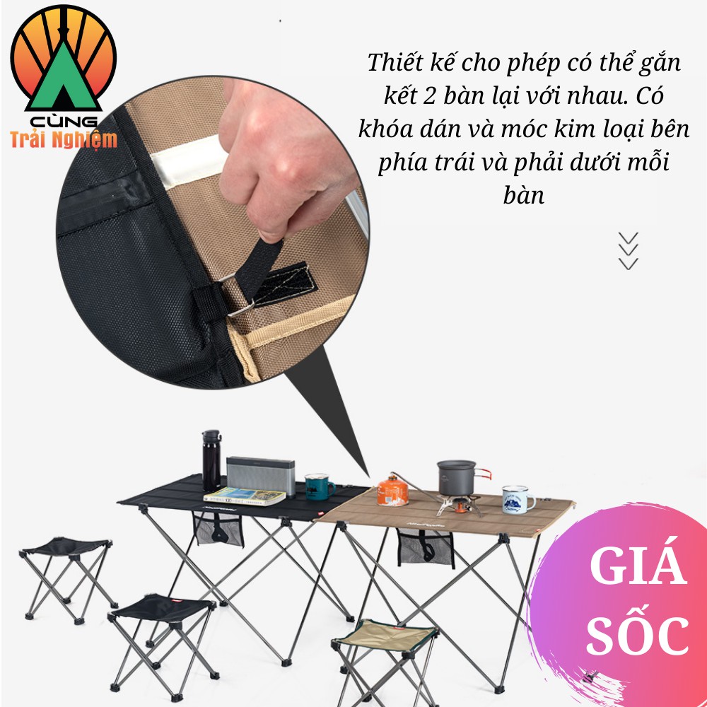 Bàn Xếp Dã Ngoại Di Động Size Lớn Cầm Tay Cho Du Lịch Picnic Cắm Trại Câu Cá NatureHike NH20JJ020