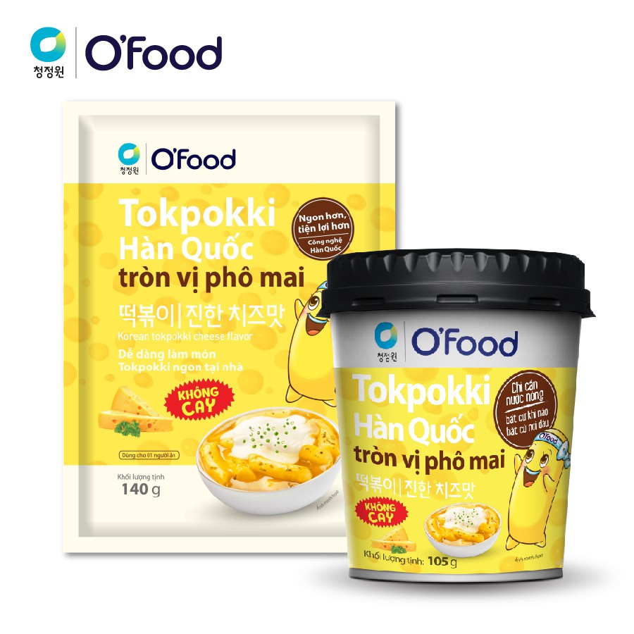 Combo tokbokki hộp và gói tròn vị phô mai không cay O'Food
