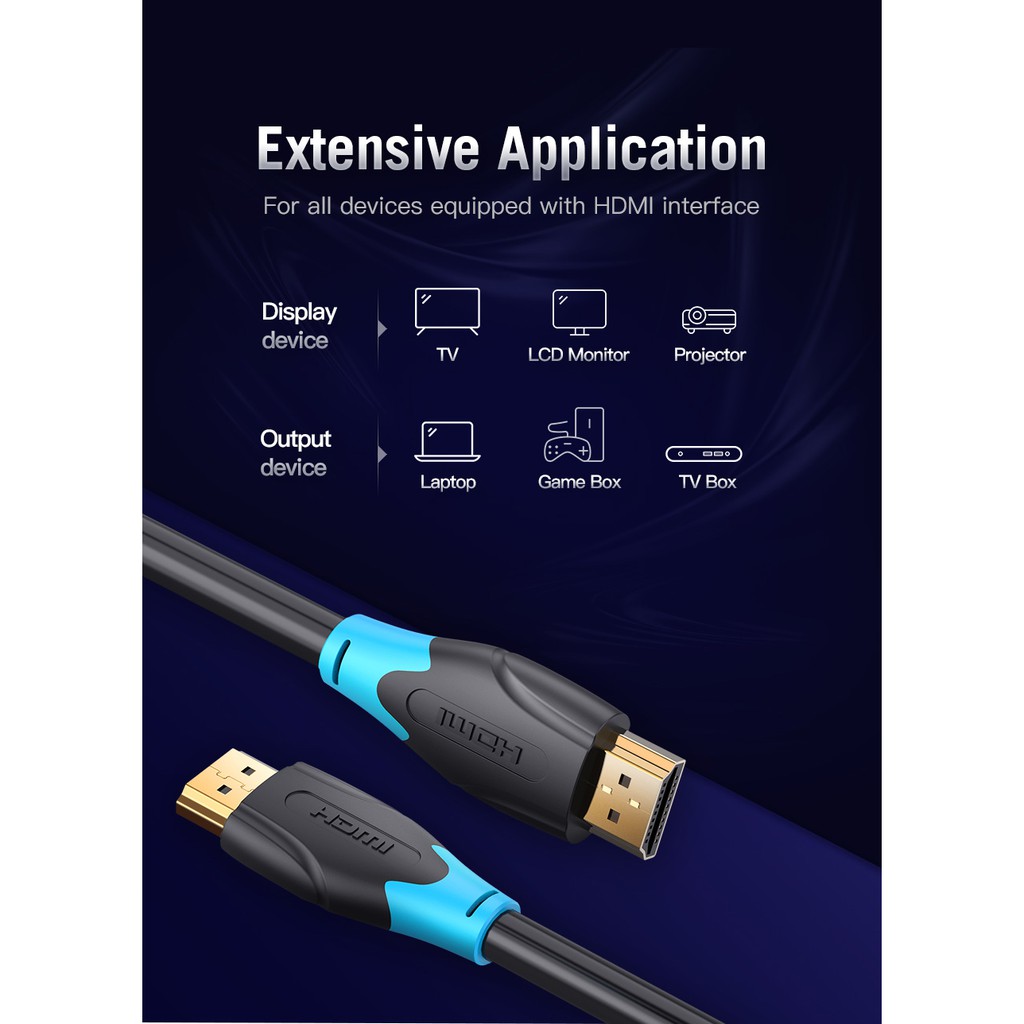 Cáp 2 đầu HDMI Vention AACBF (Dây tròn)