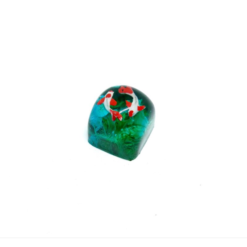 Keycap resin cá koi mini profile DOM tone lá trang trí bàn phím cơ gaming