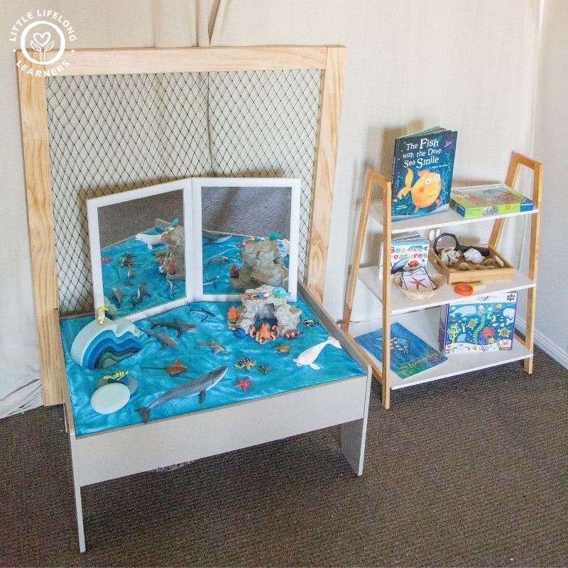 Bàn Ánh Sáng Cho Bé Có Gương 3 Cánh Đồ Chơi Phát Triển Trí Tuệ