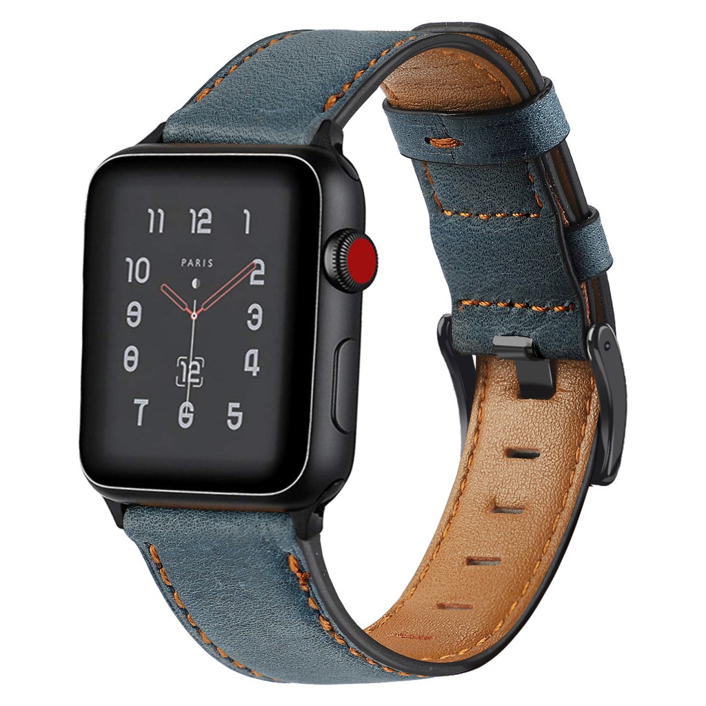 Dây đeo đồng hồ thông minh bằng da thật dành cho Apple iWatch 6/ 5/ 4/ 3/ 2/ 1/ SE 38mm 42mm 40mm 44mm