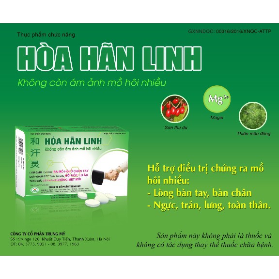 Viên Uống Giảm Chứng Mồ Hôi Nhiều Hòa Hãn Linh 30 Viên